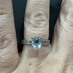 Silver Women's Ring with Blue Stone